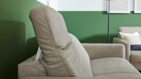 Zweisitzer Interliving aus Leder in Grau Interliving Sofa Serie 4065 – Zweisitzer kieselfarbenes Leder Cloudy gravel & schwarze Metallfüße – Länge ca. 180 cm