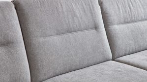 Ecksofa KAWOO aus Stoff in Hellgrau KAWOO Serie Cliff - Ecksofa als Wohnlandschaft platingraue Chenille - Stellfläche ca. 300 x 198 cm