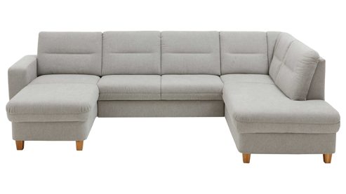 Ecksofa KAWOO aus Stoff in Hellgrau KAWOO Serie Cliff - Ecksofa als Wohnlandschaft platingraue Chenille - Stellfläche ca. 300 x 198 cm