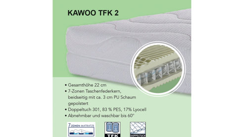Matratzen-Set KAWOO aus Stoff in Weiß KAWOO Matratzen-Set 2 Taschenfederkern, Härtegrad 2 - Liegefläche ca. 90 x 200 cm