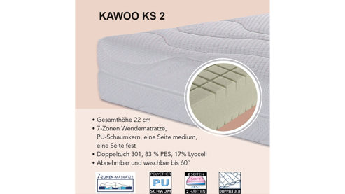Kaltschaummatratze KAWOO aus Stoff in Weiß KAWOO Kaltschaum-Wendematratze KS 2 Liegefläche ca. 90 x 200 cm