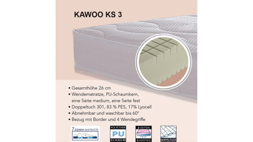 Kaltschaummatratze KAWOO aus Stoff in Weiß KAWOO Kaltschaum-Wendematratze KS3 Liegefläche ca. 90 x 200 cm