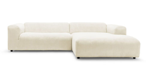 Sofa Freistil aus Stoff in Weiß ROLF BENZ freistil 187 Polstergarnitur Eckgarnitur - FREI PLANBAR - Cord 4600 weiss, ca. 280 x 185 cm, Füsse Kunststoff