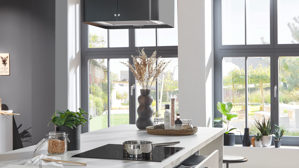 Einbauküche Nobilia® aus Holz in Hellgrau nobilia® Einbauküche Laser mit Einbaugeräten Seidengrau - zweiteilig