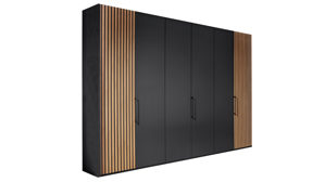 Komplettzimmer PARTNERRING COLLECTION aus Holz in Schwarz PARTNERRING COLLECTION Schlafzimmerprogramm Manhattan - Komplettzimmer Graphit & Eiche Bianco - vierteilig, Liegefläche ca. 180 x 200 cm