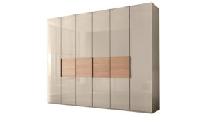 Kleiderschrank PARTNERRING COLLECTION aus Holz in Beige PARTNERRING COLLECTION Schlafzimmerprogramm Verona - Kleiderschrank Champagner & Eiche - sechs Türen, Breite ca. 300 cm