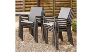 Gartenstuhl /-sessel Gautzsch aus Aluminium Kunstfaser in Anthrazit Grau siena garden Gartenstuhl Stapelsessel VELIA Gestell Aluminium anthrazit, Bezug Ranotex schwarz-grau