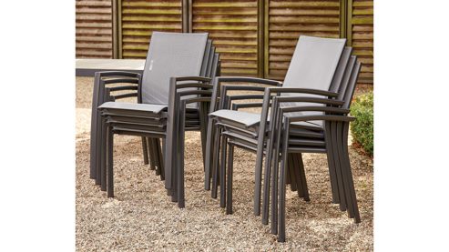 Gartenstuhl /-sessel Gautzsch aus Aluminium Kunstfaser in Anthrazit Grau siena garden Gartenstuhl Stapelsessel VELIA Gestell Aluminium anthrazit, Bezug Ranotex schwarz-grau