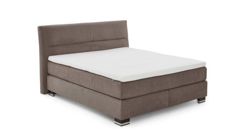Boxspringbett comfortmaster besser sitzen, liegen, leben aus Stoff in Braun Oschmann Boxspringbett OC-BX23156 180 x 200 brauner Stoffbezug Billie Nougat 431001 & Holzfüße H05 wengefarbig