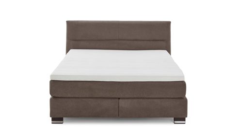 Boxspringbett comfortmaster besser sitzen, liegen, leben aus Stoff in Braun Oschmann Boxspringbett OC-BX23156 180 x 200 brauner Stoffbezug Billie Nougat 431001 & Holzfüße H05 wengefarbig