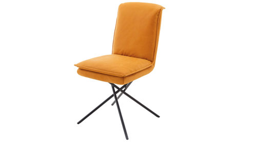 Vierfußstuhl Koinor aus Leder in Gelb KOINOR Polsterstuhl Alino sonnengelber Lederbezug India & Metallfüße