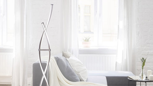 Stehleuchte Paul neuhaus aus Metall in Metallfarben Paul Neuhaus Q®-MALINA - Stehlampe Stahl & weißes Acrylglas – Höhe ca. 139 cm