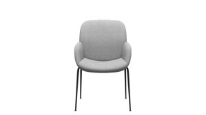 Stuhl Ekornes aus Metall Stoff in Hellgrau Schwarz Stressless Esszimmerstuhl BAY Stuhl mit Armlehnen Stoff 11 light grey, Gestell D300 in 45 matte black