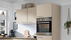 Einbauküche Express küchen aus Holz in Hellgrau EXPRESS KÜCHEN Einbauküche Win mit Einbaugeräten Cremegrau - Stellfläche ca. 215 x 245 cm