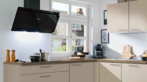 Einbauküche Express küchen aus Holz in Hellgrau EXPRESS KÜCHEN Einbauküche Win mit Einbaugeräten Cremegrau - Stellfläche ca. 215 x 245 cm