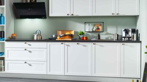 Einbauküche Express küchen aus Holz in Weiß EXPRESS KÜCHEN Einbauküche Home mit Einbaugeräten Weiß - Länge ca. 390 cm