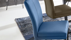 Schwingstuhl laVie aus Leder in Blau laVie Schwingstuhl bzw. Freischwinger Color-Line atlanticblaues Leder Napoli 984 & schwarzes Eisen