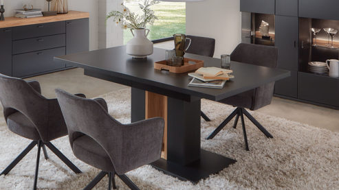 Auszugtisch Mca furniture aus Holz in Schwarz Wohnmöbelserie Messina - Auszugtisch Schwarzgrau & Risseiche - ca. 180 - 280 x 100 cm