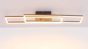 Deckenleuchte Globo lighting aus Metall in Schwarz GLOBO Deckenlampe Dakari mattschwarzes Metall & dunkle Holzoptik - ca. 80 x 60 cm