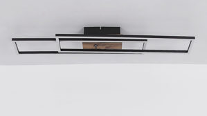 Deckenleuchte Globo lighting aus Metall in Schwarz GLOBO Deckenlampe Dakari mattschwarzes Metall & dunkle Holzoptik - ca. 80 x 60 cm