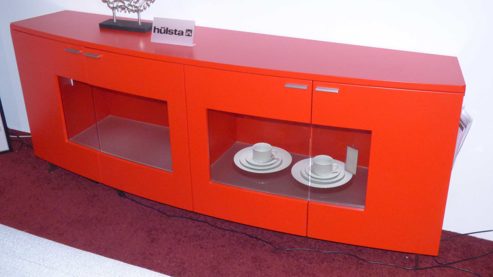 Wohnwand Hülsta aus Holz Nachbildung in Rot HÜLSTA Wohnkombination Nuria, Sideboard 42121 + Wandsteckboard 1024 NCS Lack rot, ca. 213 cm breit