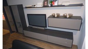 Wohnwand Rmw wohnmoebel aus Holz Nachbildung in Taupe Graphit RMW Wohnkombination Wohnwand VALEA Lack Taupe Hochglanz, Seiten und Rückwand Eiche graphit – Breite ca. 363 cm