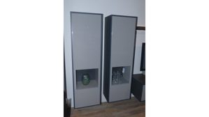 Wohnwand Rmw wohnmoebel aus Holz Nachbildung in Taupe Graphit RMW Wohnkombination Wohnwand VALEA Lack Taupe Hochglanz, Seiten und Rückwand Eiche graphit – Breite ca. 363 cm