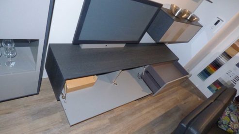 Wohnwand Rmw wohnmoebel aus Holz Nachbildung in Taupe Graphit RMW Wohnkombination Wohnwand VALEA Lack Taupe Hochglanz, Seiten und Rückwand Eiche graphit – Breite ca. 363 cm