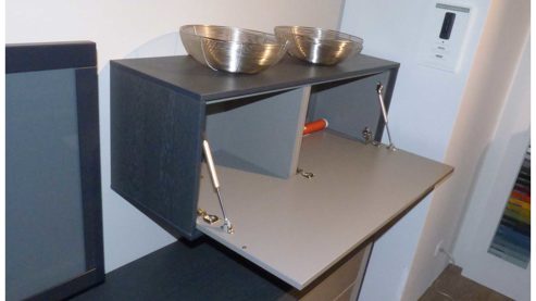 Wohnwand Rmw wohnmoebel aus Holz Nachbildung in Taupe Graphit RMW Wohnkombination Wohnwand VALEA Lack Taupe Hochglanz, Seiten und Rückwand Eiche graphit – Breite ca. 363 cm