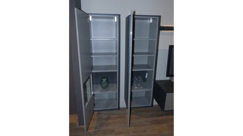 Wohnwand Rmw wohnmoebel aus Holz Nachbildung in Taupe Graphit RMW Wohnkombination Wohnwand VALEA Lack Taupe Hochglanz, Seiten und Rückwand Eiche graphit – Breite ca. 363 cm