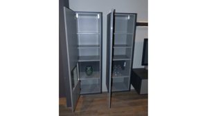 Wohnwand Rmw wohnmoebel aus Holz Nachbildung in Taupe Graphit RMW Wohnkombination Wohnwand VALEA Lack Taupe Hochglanz, Seiten und Rückwand Eiche graphit – Breite ca. 363 cm