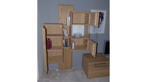 Wohnwand Interliving aus Glas Holz Metall in Holzfarben Weiß Silber Interliving Wohnzimmer Serie 2006 - Wohnwand V13103 Wildeiche massiv geölt + Glas weiss, Breite ca. 342 cm