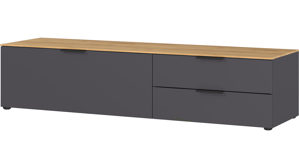 Lowboard Germania aus Holz in Dunkelgrau Wohnprogramm California - Lowboard Graphit & Navarra Eiche - ca. 164 x 47 cm