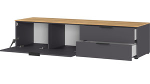 Lowboard Germania aus Holz in Dunkelgrau Wohnprogramm California - Lowboard Graphit & Navarra Eiche - ca. 164 x 47 cm