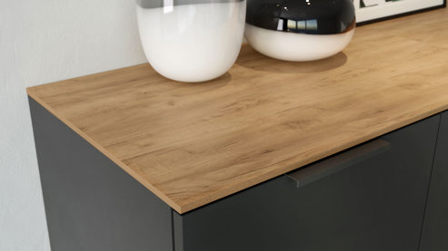 Lowboard Germania aus Holz in Dunkelgrau Wohnprogramm California - Lowboard Graphit & Navarra Eiche - ca. 164 x 47 cm