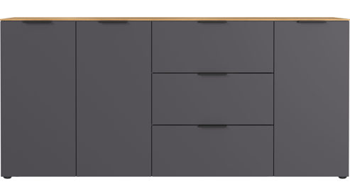 Sideboard Germania aus Holz in Dunkelgrau Wohnprogramm California - Sideboard Graphit & Navarra Eiche - ca. 192 x 98 cm