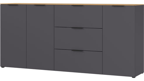 Sideboard Germania i.i. aus Holz in Dunkelgrau Wohnprogramm California - Sideboard Graphit & Navarra Eiche - ca. 192 x 98 cm