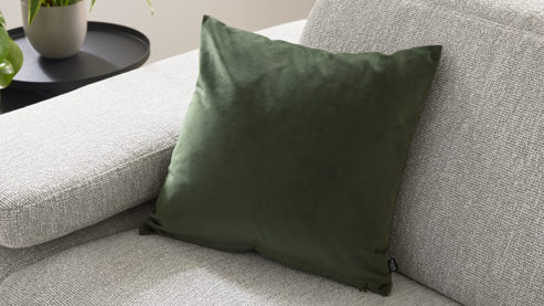 Kissenbezug /-hülle Interliving aus Stoff in Hellgrau Interliving Kissenhülle Serie 9120 olivgrüner Samt - ca. 45 x 45 cm