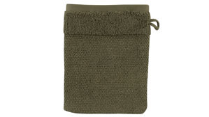 Waschhandschuh Interliving aus Naturfaser in Dunkelgrün Interliving Handtuch Serie 9108 - Waschhandschuh olivfarben Baumwolle  - ca. 16 x 20 cm