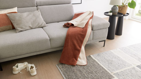 Wohndecke Interliving aus Mischgewebe in Orange Interliving Wohndecke Serie 9104 Rotfuchs & Feder – ca. 150 x 200 cm