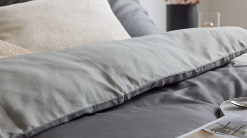 Bettwäsche-Set Interliving aus Stoff in Anthrazit Interliving Bettwäsche Serie 9128 grauer Baumwollsatin - ca. 155 x 220 cm