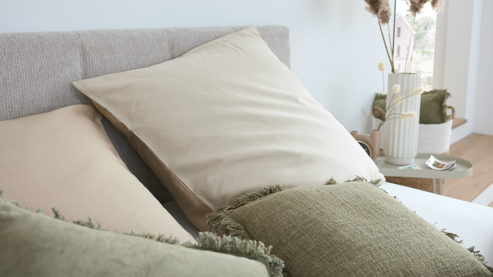 Bettwäsche-Set Interliving aus Stoff in Creme Interliving Bettwäsche Serie 9128 Baumwollsatin in Creme & Sand - ca. 135 x 200 cm