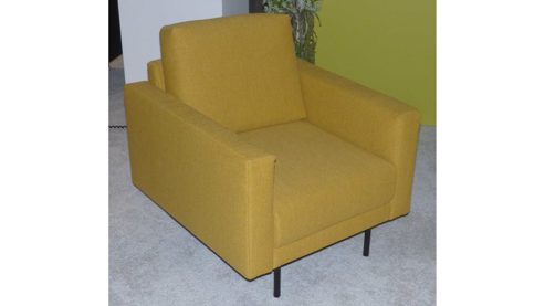 Sofa Freistil aus Holz Metall Stoff in Gelb ROLF BENZ freistil 170 Polstergarnitur Eckgarnitur + Sessel Stoff honiggelb 6545, ca. 275 x 213 cm, Stahl-Rundrohrfuss schwarz