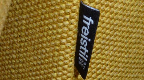 Sofa Freistil aus Holz Metall Stoff in Gelb ROLF BENZ freistil 170 Polstergarnitur Eckgarnitur + Sessel Stoff honiggelb 6545, ca. 275 x 213 cm, Stahl-Rundrohrfuss schwarz