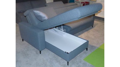 Ecksofa Poco | steinpol aus Stoff in Hellblau POCO Schlafsofa Westside Premium - Ecksofa mit Schlaffunktion blaugraues Flachgewebe Portofino, Breite ca. 262 cm