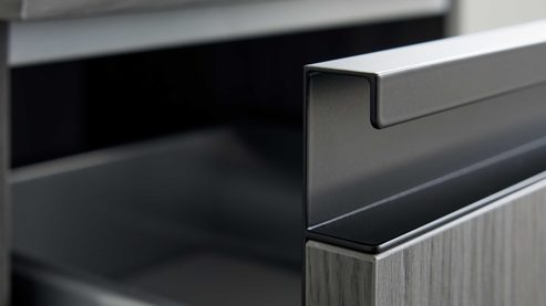 Badmöbel-Set Interliving aus Holz in Grau Interliving Bad Serie 3702 - Badmöbel-Set 7698 graue Cuneo Eiche - dreiteilig