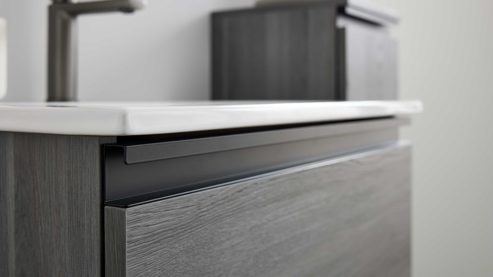 Waschbeckenunterschrank Interliving aus Holz in Grau Interliving Bad Serie 3702 - Waschtischunterschrank 7698 graue Cuneo Eiche - eine Schublade, Breite ca. 60 cm