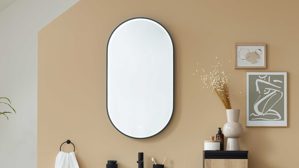 Wandspiegel Interliving aus Spiegel in Schwarz Interliving Bad Serie 3702 - Badezimmerspiegel 7771 ca. 50 x 90 cm