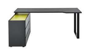 Eckschreibtisch Möbel rudolf aus Holz in Dunkelgrau Jugendzimmer Serie ZE 1 - Eckschreibtisch Schiefergrau & Apfelgrün - Stellfläche ca. 160 x 128 cm