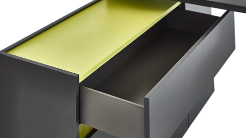 Eckschreibtisch Möbel rudolf aus Holz in Dunkelgrau Jugendzimmer Serie ZE 1 - Eckschreibtisch Schiefergrau & Apfelgrün - Stellfläche ca. 160 x 128 cm